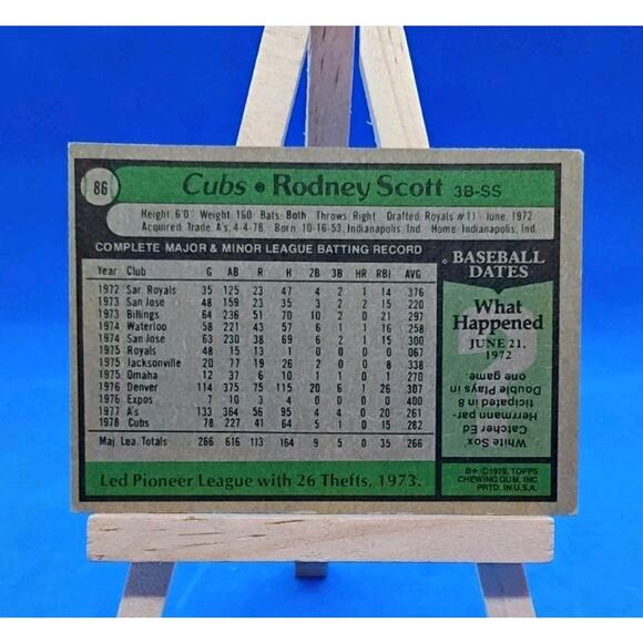 1979 Topps - Rodney Scott #86 Chicago Cubs Miscut - Picture 3 of 4